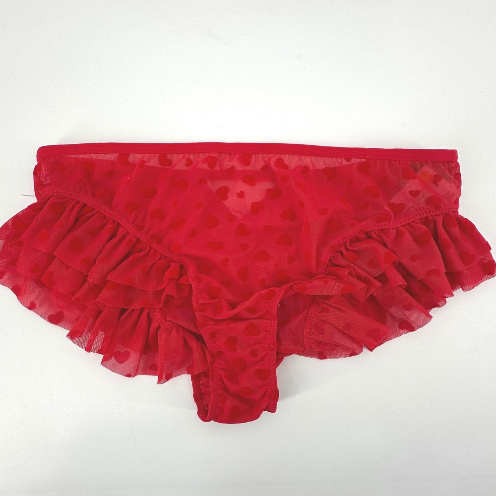Undiz Caressiz Highwaist Panty Women S Chinese Red Heart Mesh Ruffle Lingerie